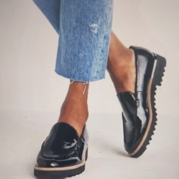 Franco Sarto Shoes - Franco Sarto Black Patent Slip-On Lug Sole Loafers - Size 8.5M